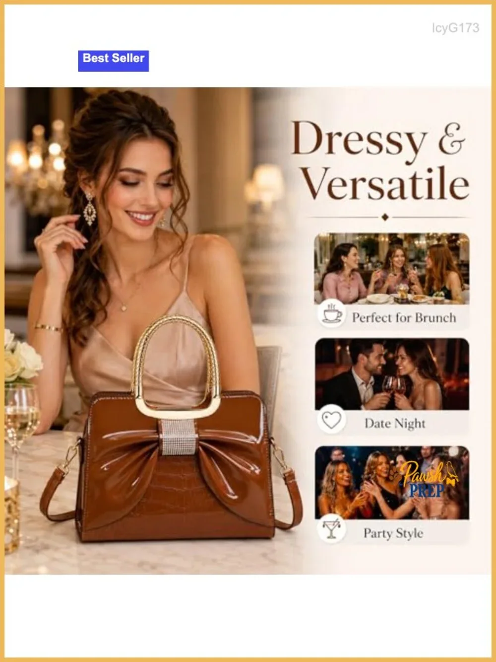Glossy Patent Leather Top Handle Satchel Handbag with Adjustable Strap